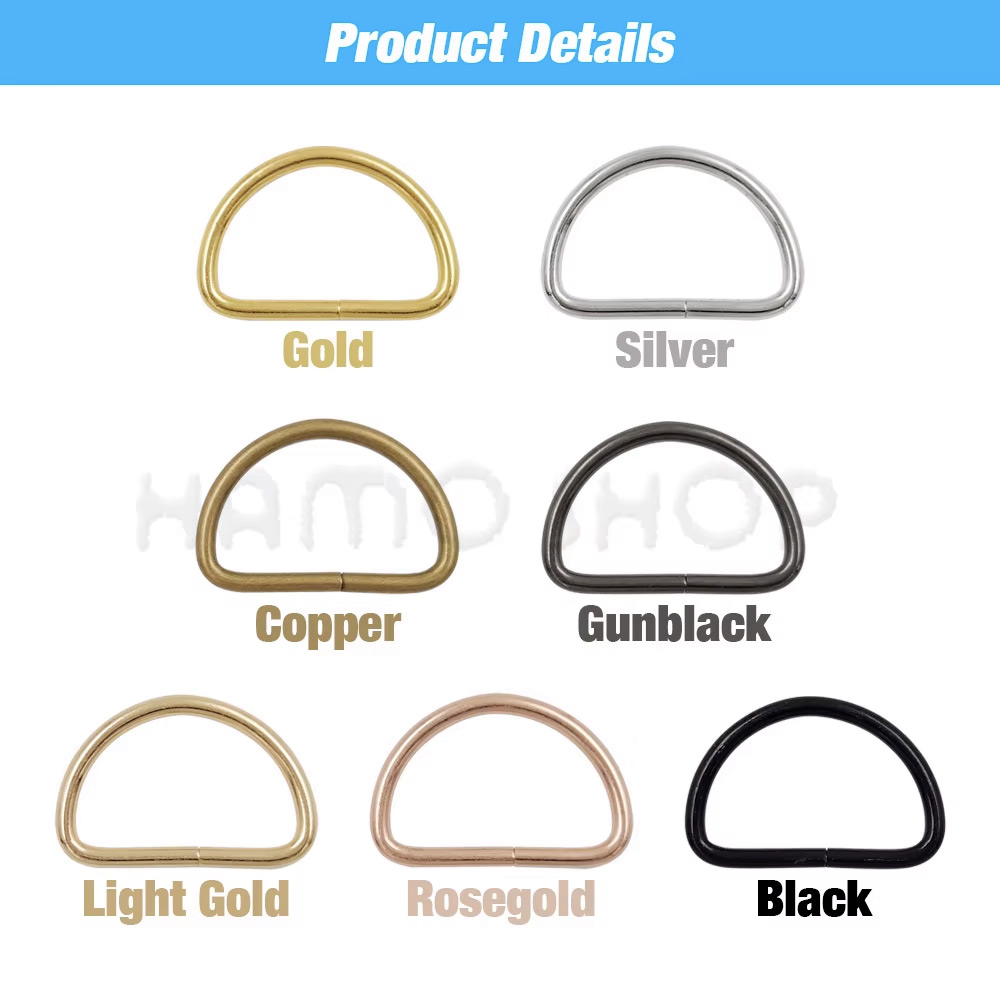 Metal buckle with D-ring for bags, straps and other accessories