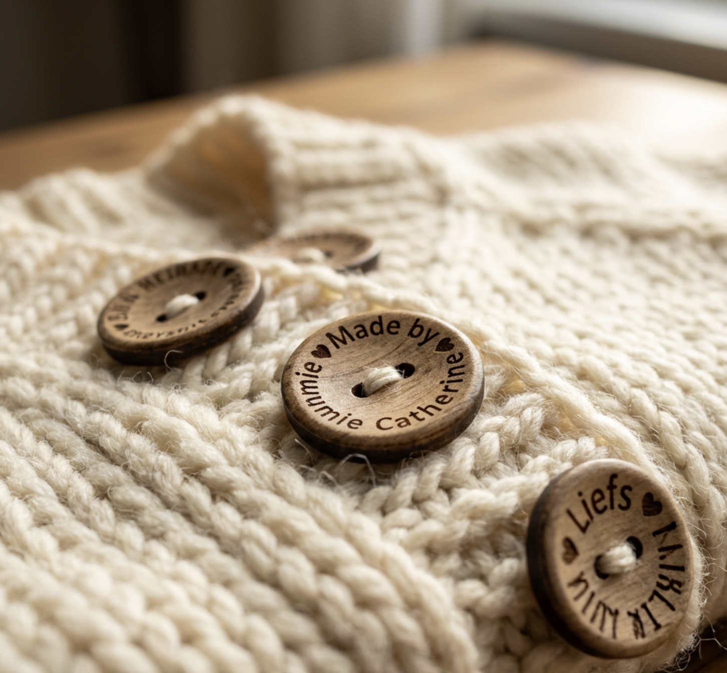 Personalized Eco-Friendly Simple Wooden Buttons for Crafts | Custom Engraved Wood Buttons 15-30mm |