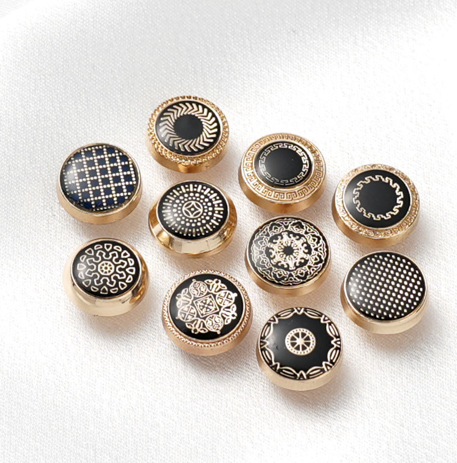 OEM ODM Custom Press Arabic Shirt Button Zinc Alloy Pattern Logo Brand Met